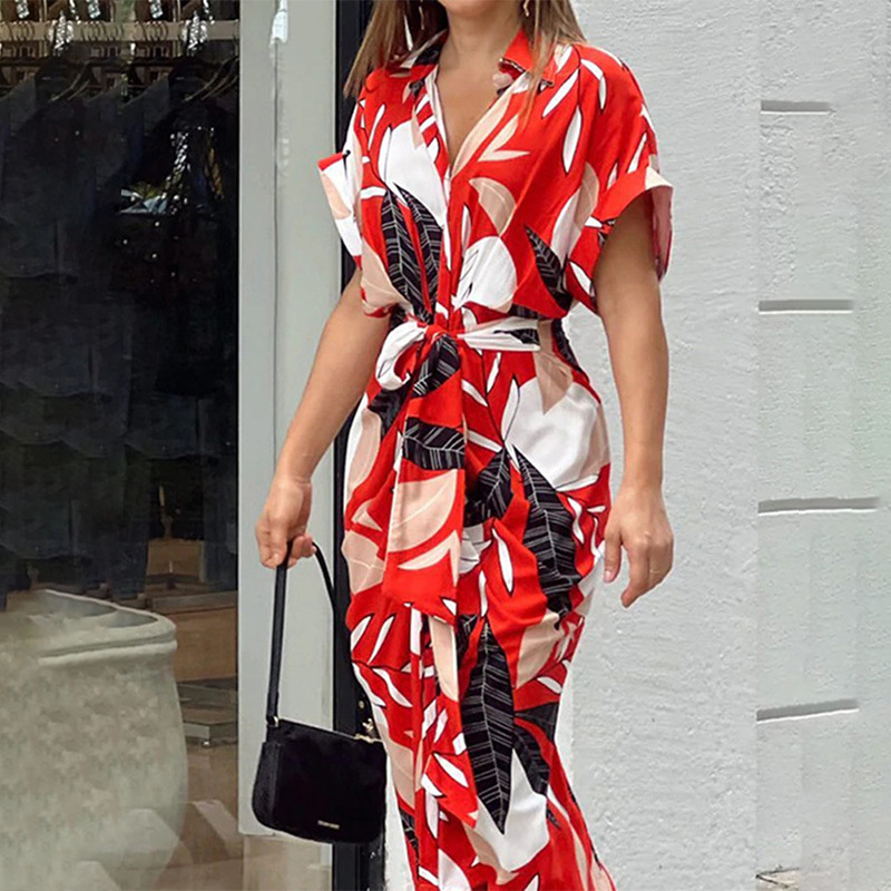 New Design Summer Multi Color Casual Bohemian Floral Short Sleeve Long Maxi Dress for Women