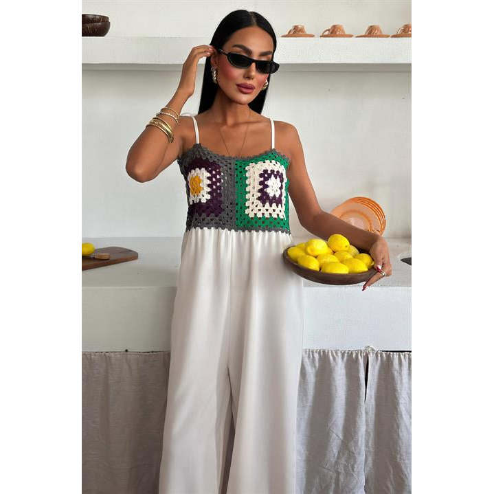 Sobe ECRU Women's Jasmin Szneli Linen Bohemian Jumpsuit 1280-08 High Waist Breathable Daily Life Design