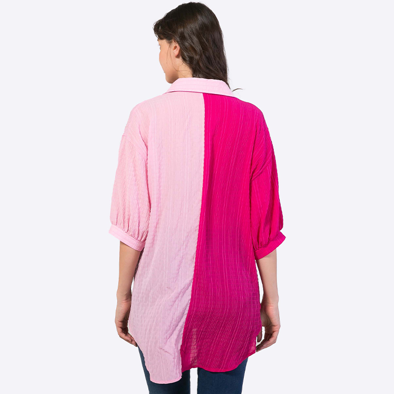Pleated Textured Cloth Vintage Elegant Breathable Top Knitted Splicing Blouses Long Sleeves Shirt Oem Wholesale Manufacturer