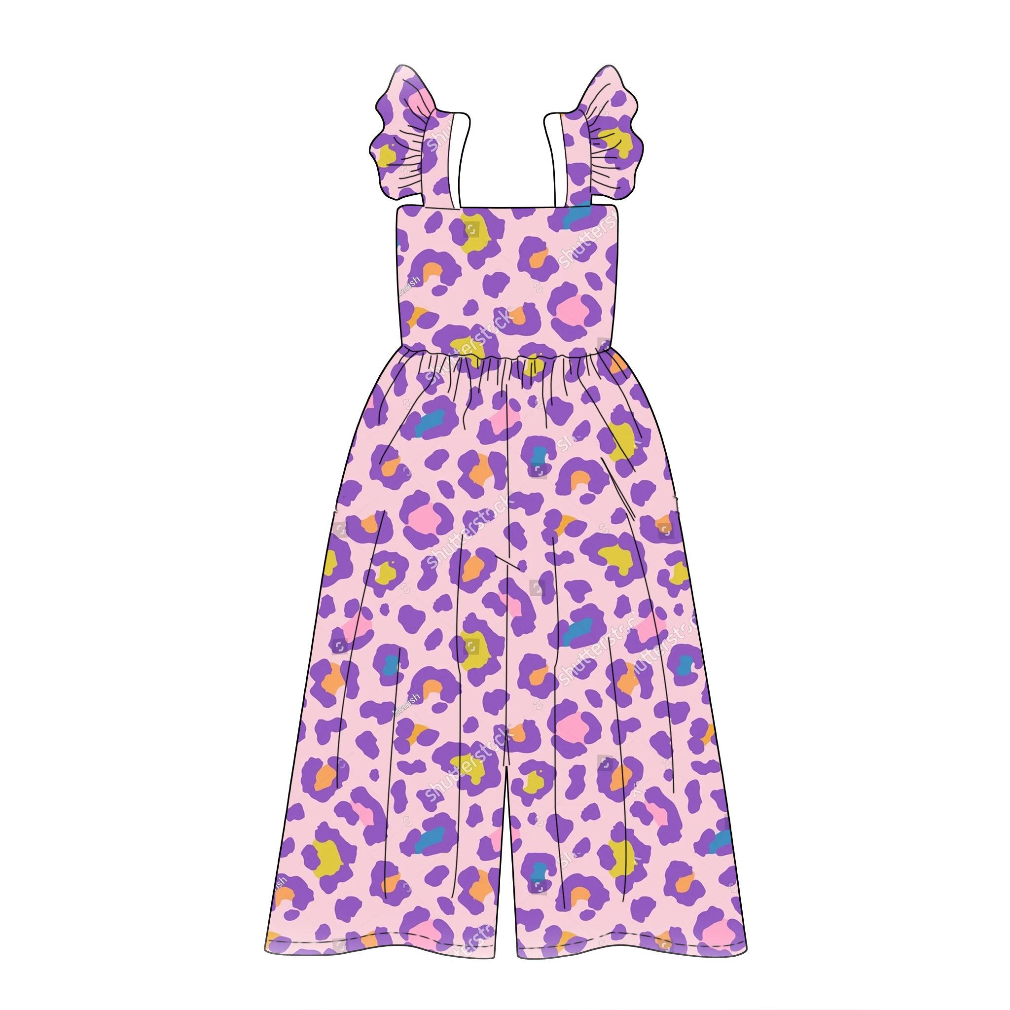 High Quality Girls Children Ruffle Sleeveless Loose Pants Spring Autumn Baby Kids Floral Jumpsuits&amp;rompers Casual Clothing