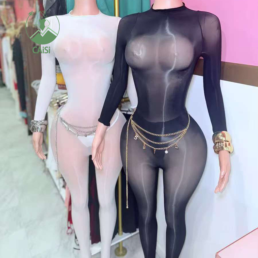 New Arrivals Women's Sexy Bodysuits See Through Mesh Rompers Sexy Knit Bodycon Jumpsuits Mesh Rompers for Women Sexy