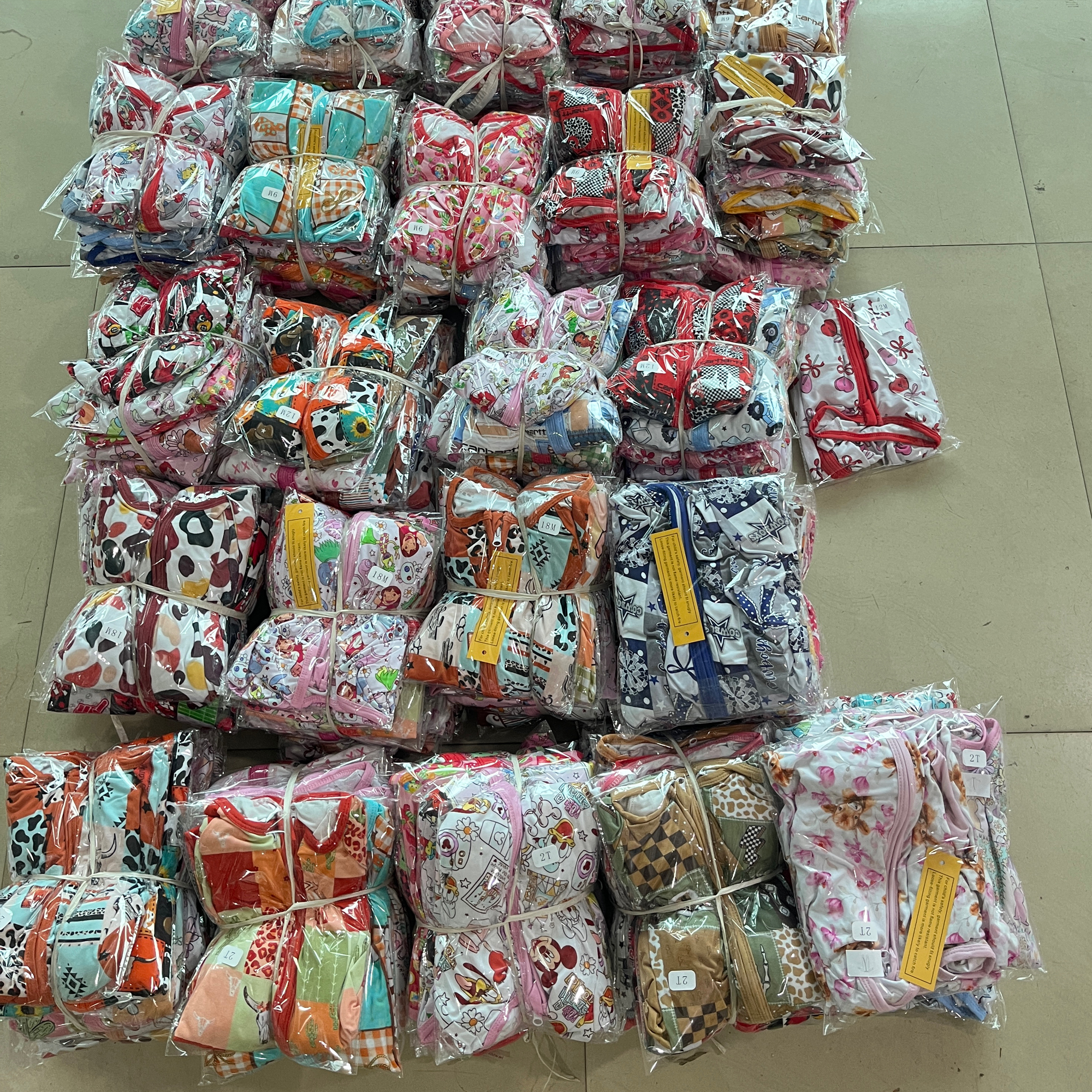 West RTS Mystery Box Bamboo Adhesive Western Farm Printed Zipper Jumpsuit And Long Sleeve Set For Babies