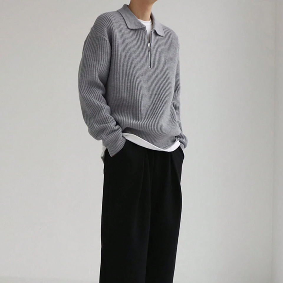 Custom Men's Sweater Casual Half Zipper Pullover Knit For Polo Winter Warm Jumper New Design Manufacturer's Knitted