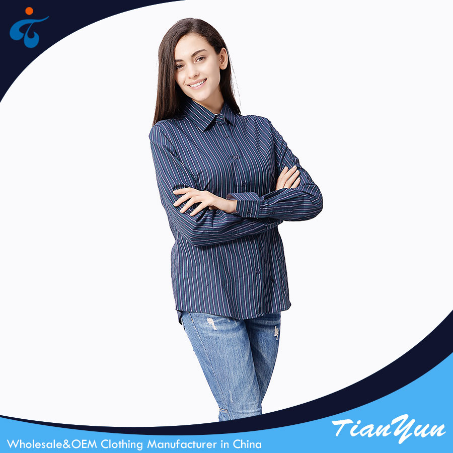 Long Sleeve 100% Cotton Fancy New Fashion Cheap Formal Design Women Office Blouses
