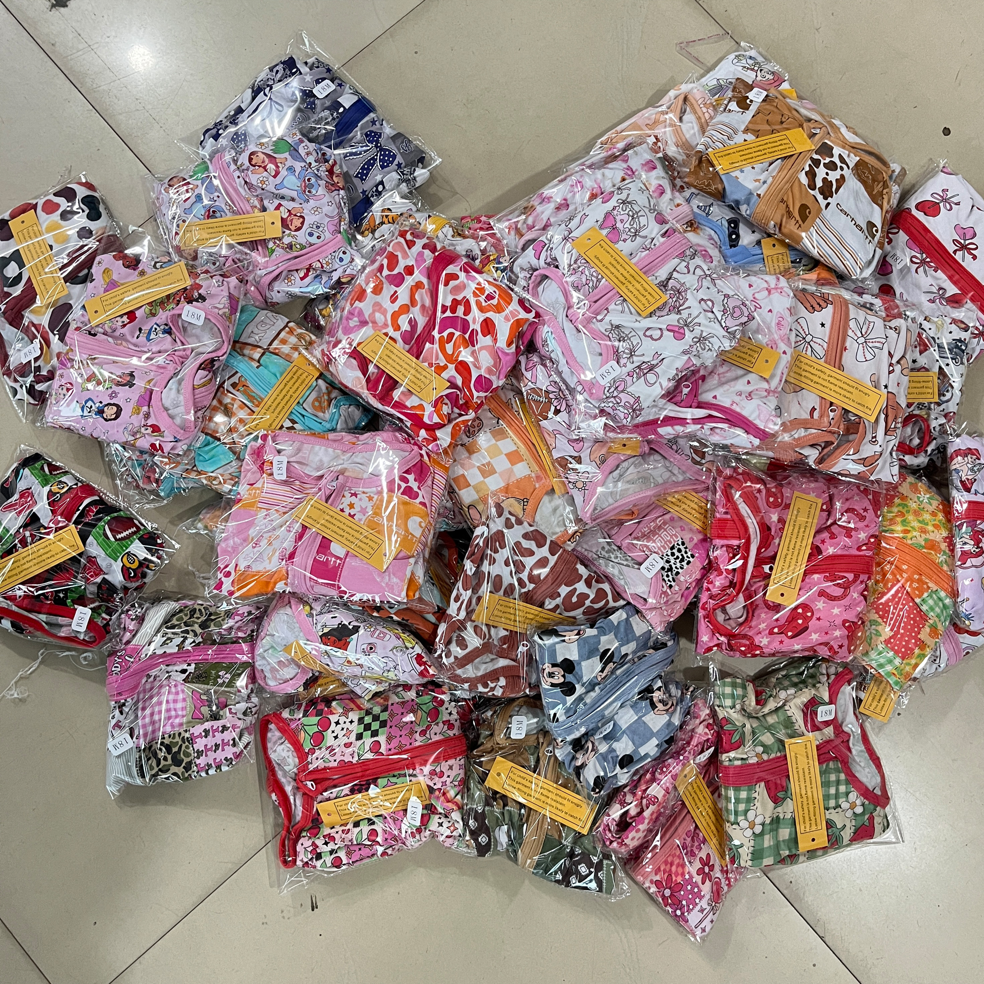 West RTS Mystery Box Bamboo Adhesive Western Farm Printed Zipper Jumpsuit And Long Sleeve Set For Babies