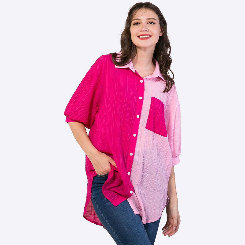 Pleated Textured Cloth Vintage Elegant Breathable Top Knitted Splicing Blouses Long Sleeves Shirt Oem Wholesale Manufacturer