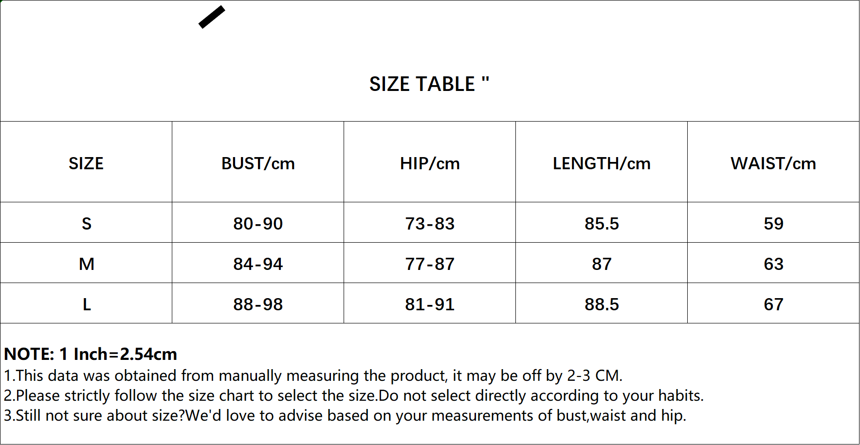 Size Chart 1