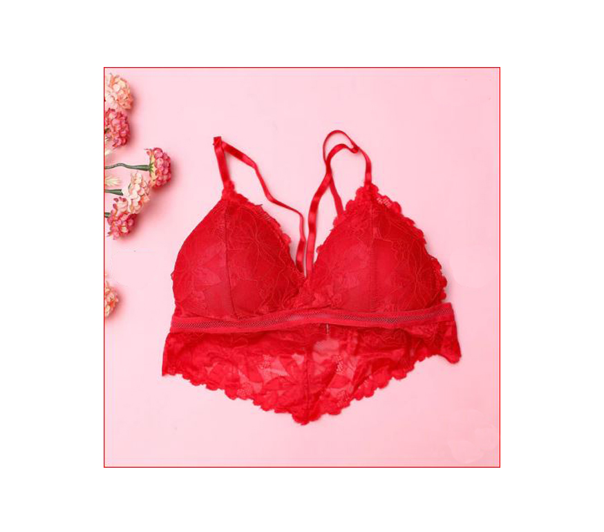 Wholesale OEM Service Women's Casual Lace Camisole Bralette Embroidery 100% Cotton Breathable Underwear Set Chest Pad Removable