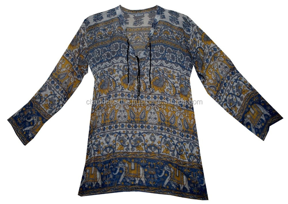 Indian Shirt Us Blouse Long Sleeve Women Tops Ladies Casual Kurti Tunic Floral Animals Bollywood Cotton Blouse Tunic Top Kurtis