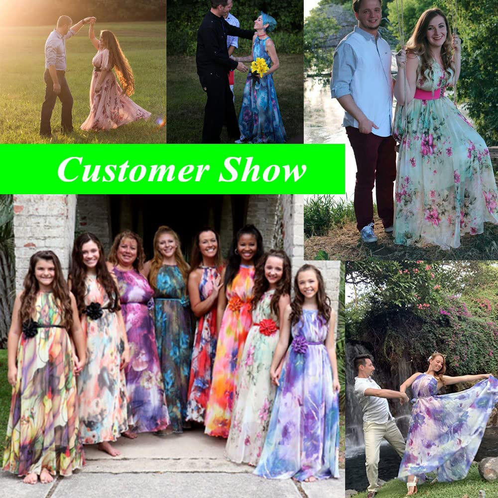 Women's Chiffon Floral Holiday Beach Bridesmaid Maxi Dress Sundress