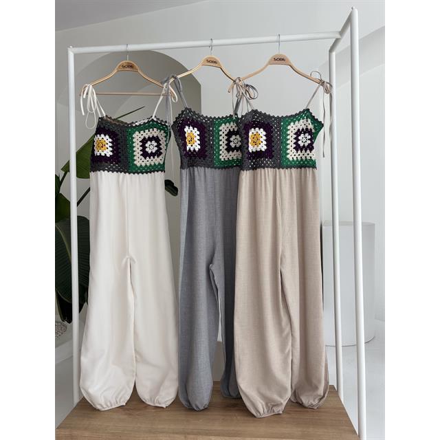 Jasmin Szneli Linen Bohemian Jumpsuit 1280-08 Full Body