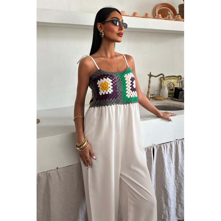 Jasmin Szneli Linen Bohemian Jumpsuit 1280-08 Fabric Close Up