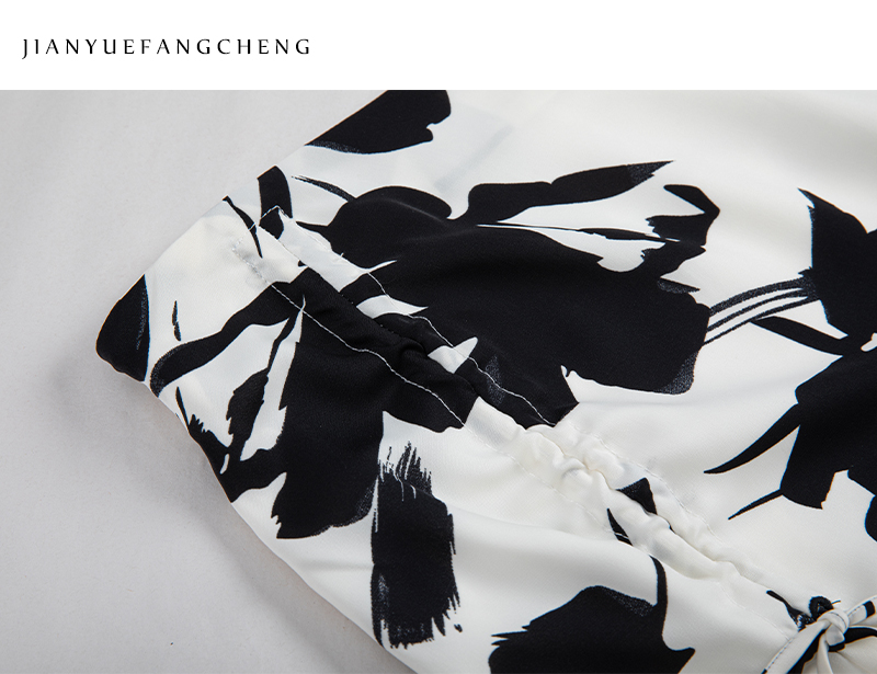 Women Classic Floral Contrast Color Custom Printed Satin Fabric High Waist Ruffles Luxury Office Daily Wear Wrap Midi Spring