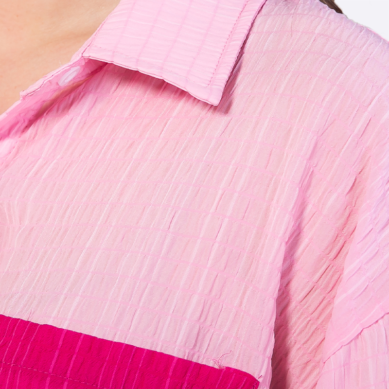 Pleated Textured Cloth Vintage Elegant Breathable Top Knitted Splicing Blouses Long Sleeves Shirt Oem Wholesale Manufacturer
