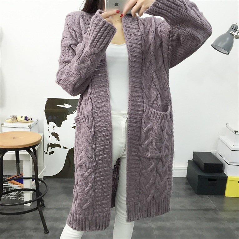 PASUXI Women's Winter Solid Color Twist Knitted Cardigan Fashion Casual Warm Knitwear Coat Tops for Women