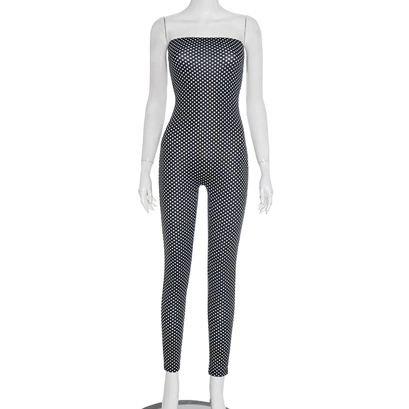 Women's Sexy Sleeveless Jumpsuits New Polka Dot Strapless Printed Slimming Jumpsuits Women Romper