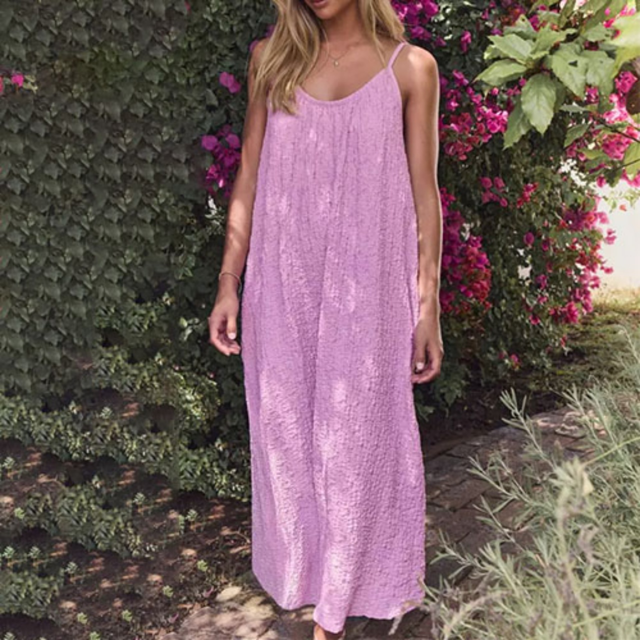 Custom New Women's Shoulder Strap Sleeveless Maxi Dress Slim Fit Soft Round Neck Solid Backless Hot Tight Maxi Dress for Female