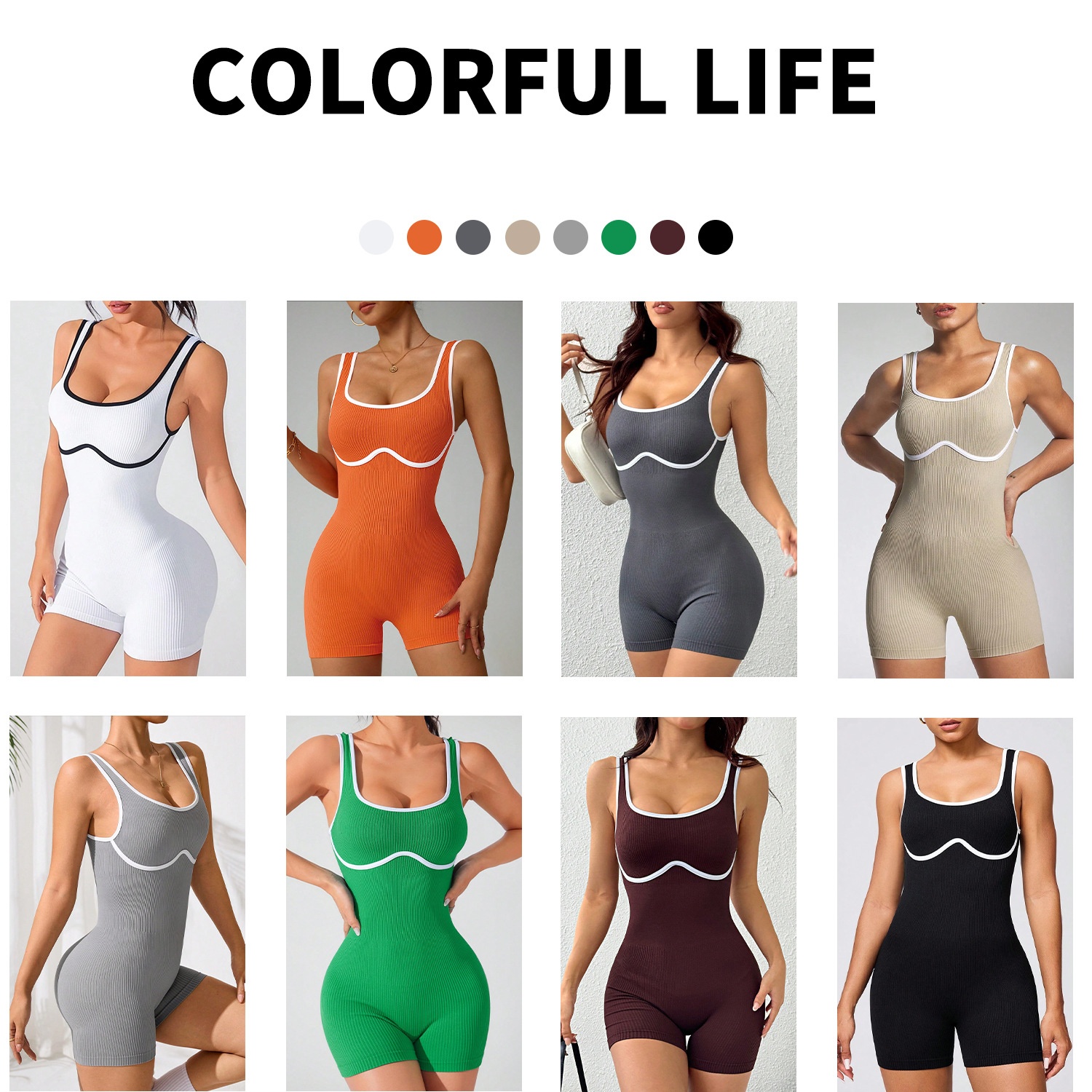 Women's Yoga One Piece Spaghetti Strap Tummy Control Romper Padded Bra Jumpsuit Workout Catsuit