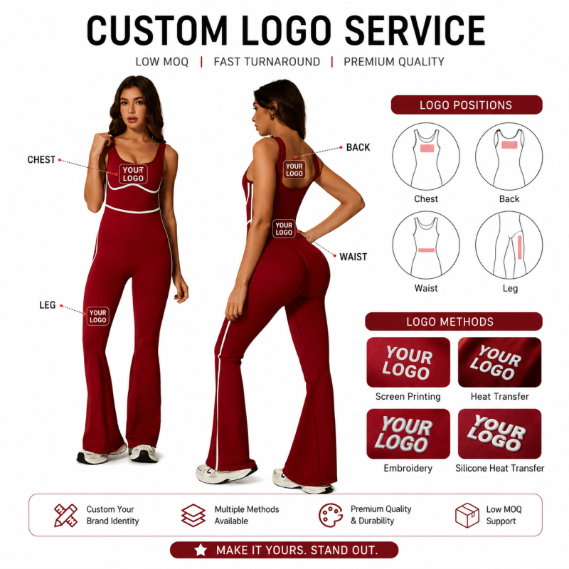 Custom Logo One Piece Flare Yoga Jumpsuit High Stretch Sleeveless Workout Bodysuit For Women Gym Wear