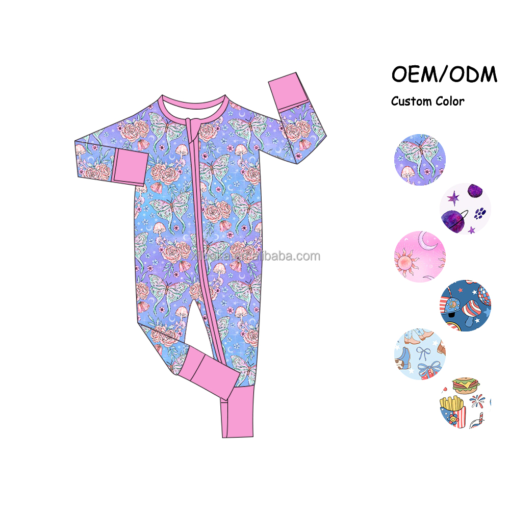 Wholesale Long Sleeve Infant Rompers Bamboo Zippy One Pieces Zip Sleeper Baby Girl Clothes Children Clothing