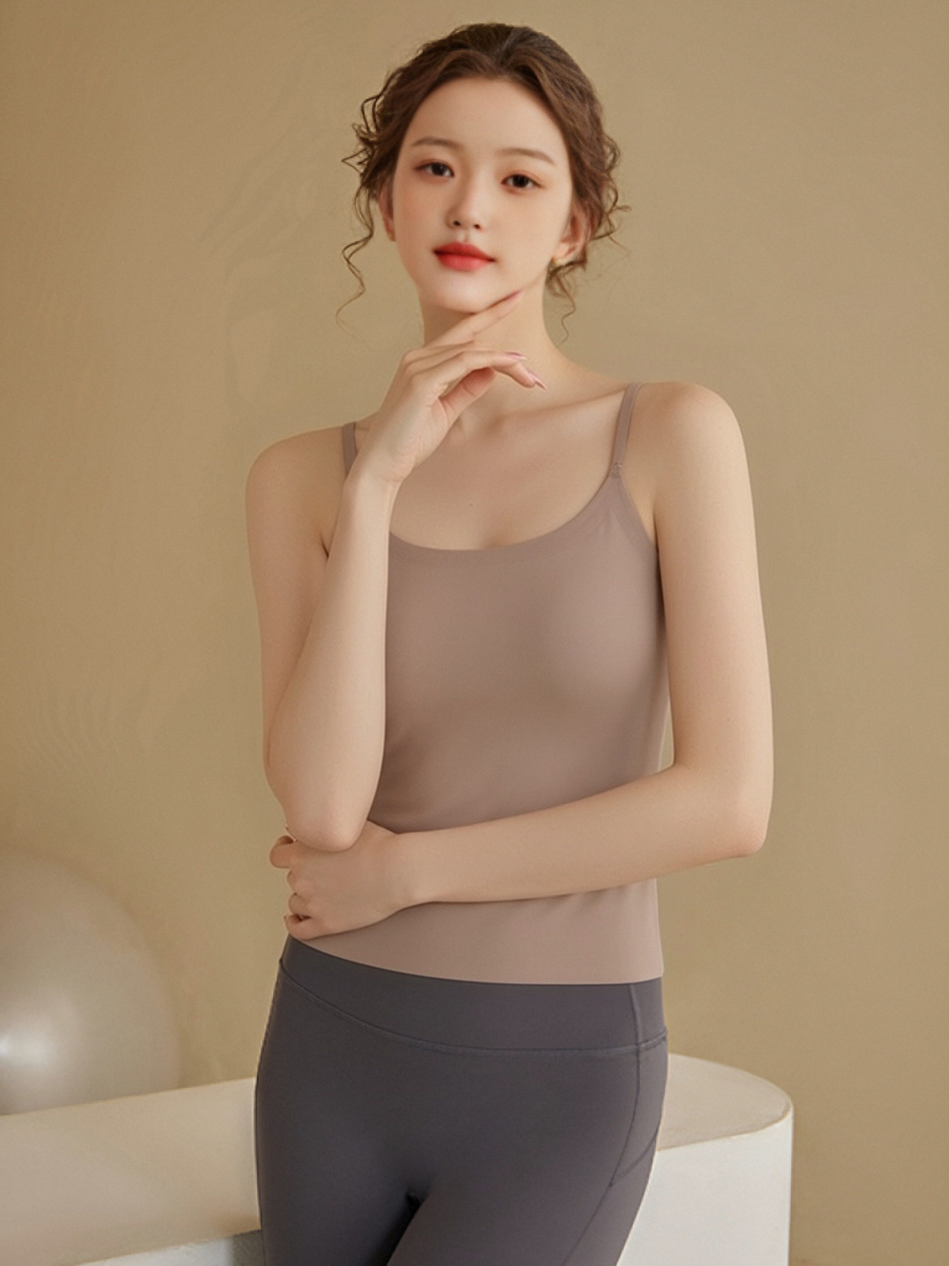 Seamless Cooling Camisole with Built-in Bra - Ice Silk Feel, Strappy Back, for Layering or Outerwear