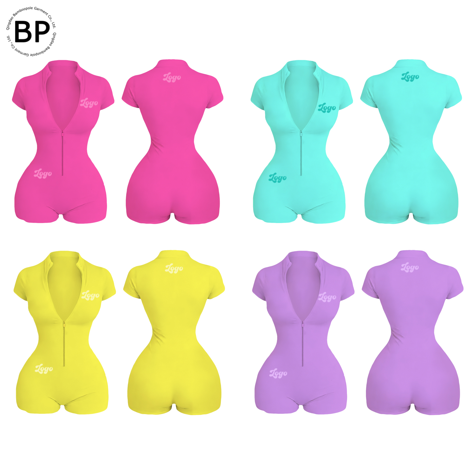 Summer Jumpsuit Women Custom Casual Workout Spandex Bodycon Onesie Zip up One Piece Yoga Gym Fitted Bodysuit Rompers for Women