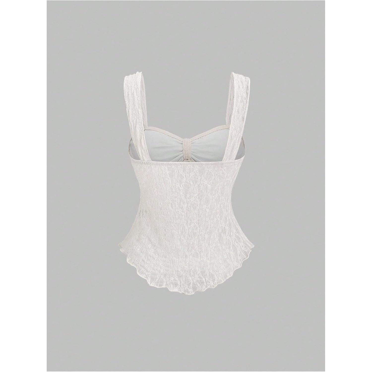 SOLY HUX Custom Women's Lace Camisole Sleeveless Tie Front Peplum Top Spandex/Polyester Breathable Summer Wear