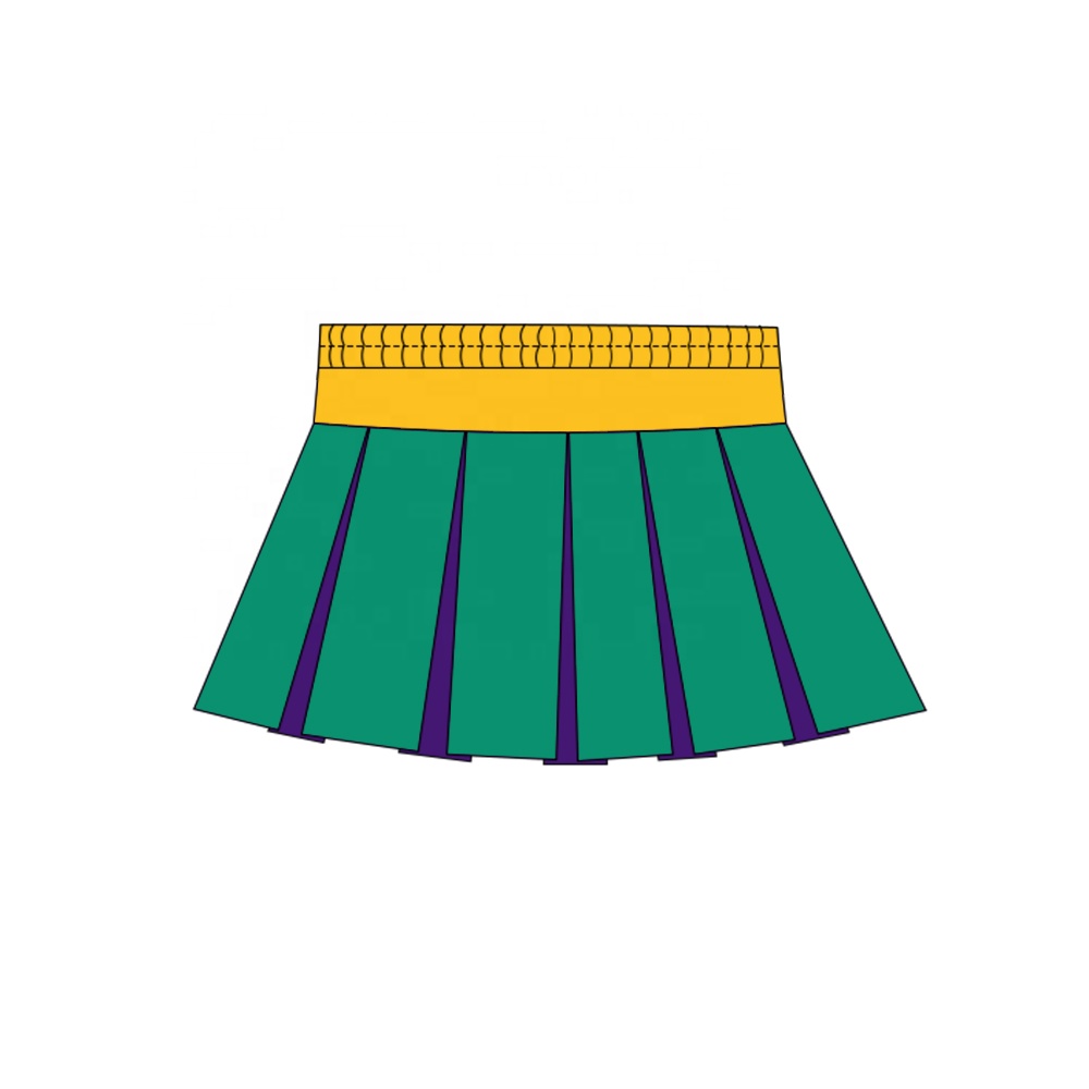 ODM OEM Girls Two-Tone Pleated Yoga Skort | REACH Certified Athletic Skirt with Built-in Shorts for Dance &amp; Gym