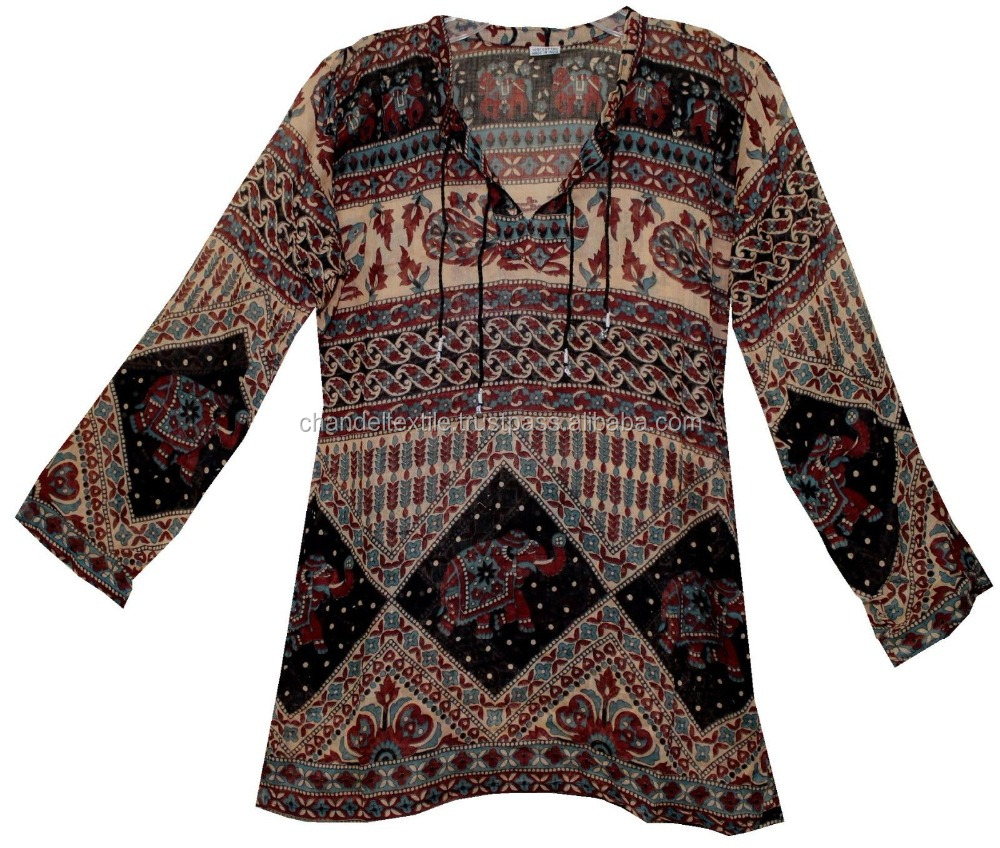 Indian Shirt Us Blouse Long Sleeve Women Tops Ladies Casual Kurti Tunic Floral Animals Bollywood Cotton Blouse Tunic Top Kurtis