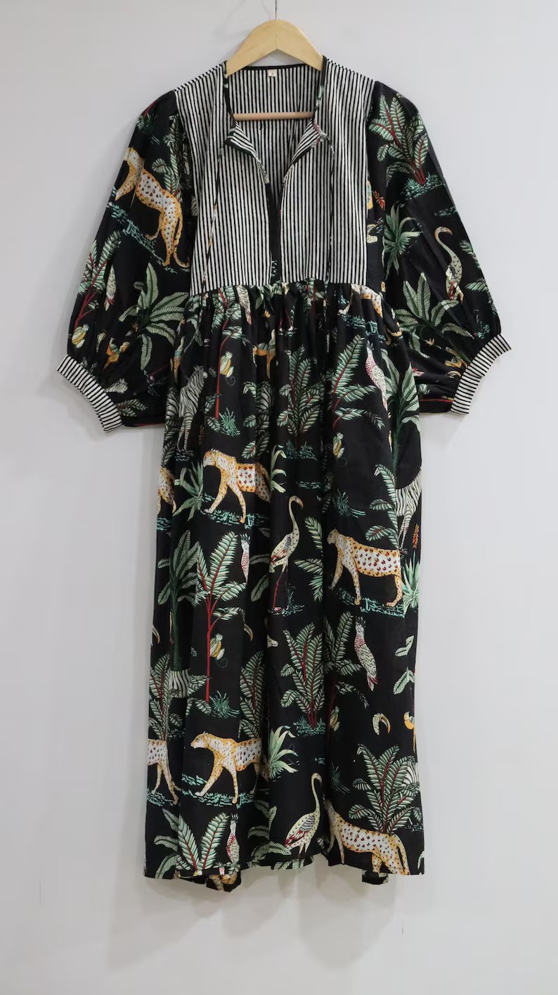 Animal Print Midi Dress Deep Ne Mini Dress String Closer Long Blo Digital Printing Beach Occasion Clothes Customizable Order