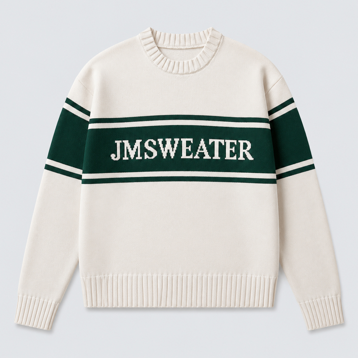 OEM Custom Men Cotton Crew Neck Knitted Sweater Long Sleeve Letter Pattern Vintage Stripes Pullover Letter Man Sweater