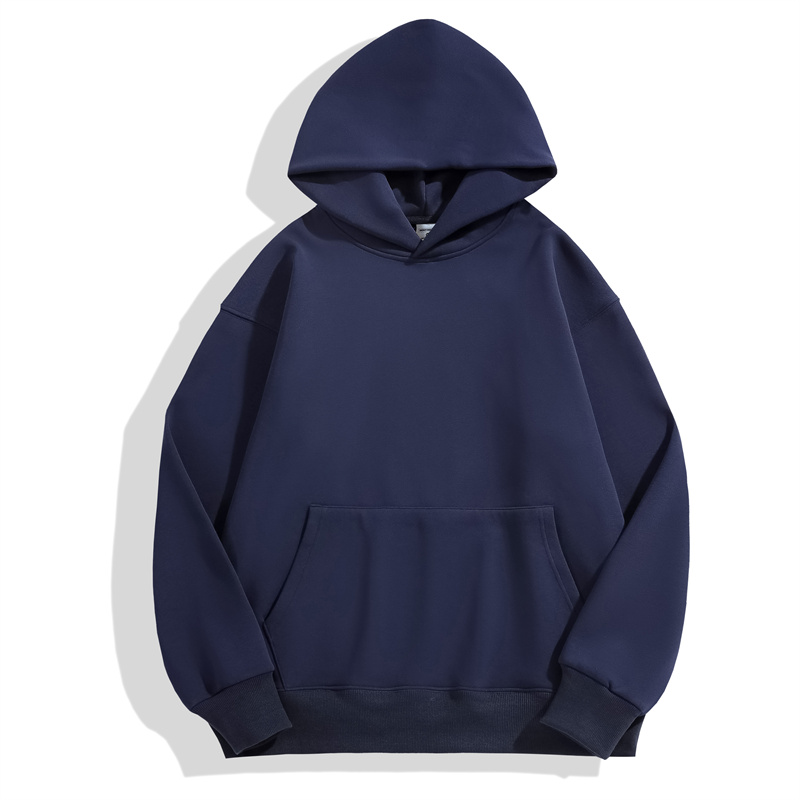 Winter Heavy Cotton 500gsm Fleece Warm Oversize Hoodies Add Embroidery Logo High Quality Casual Pure Color Men's Cotton Hoodies