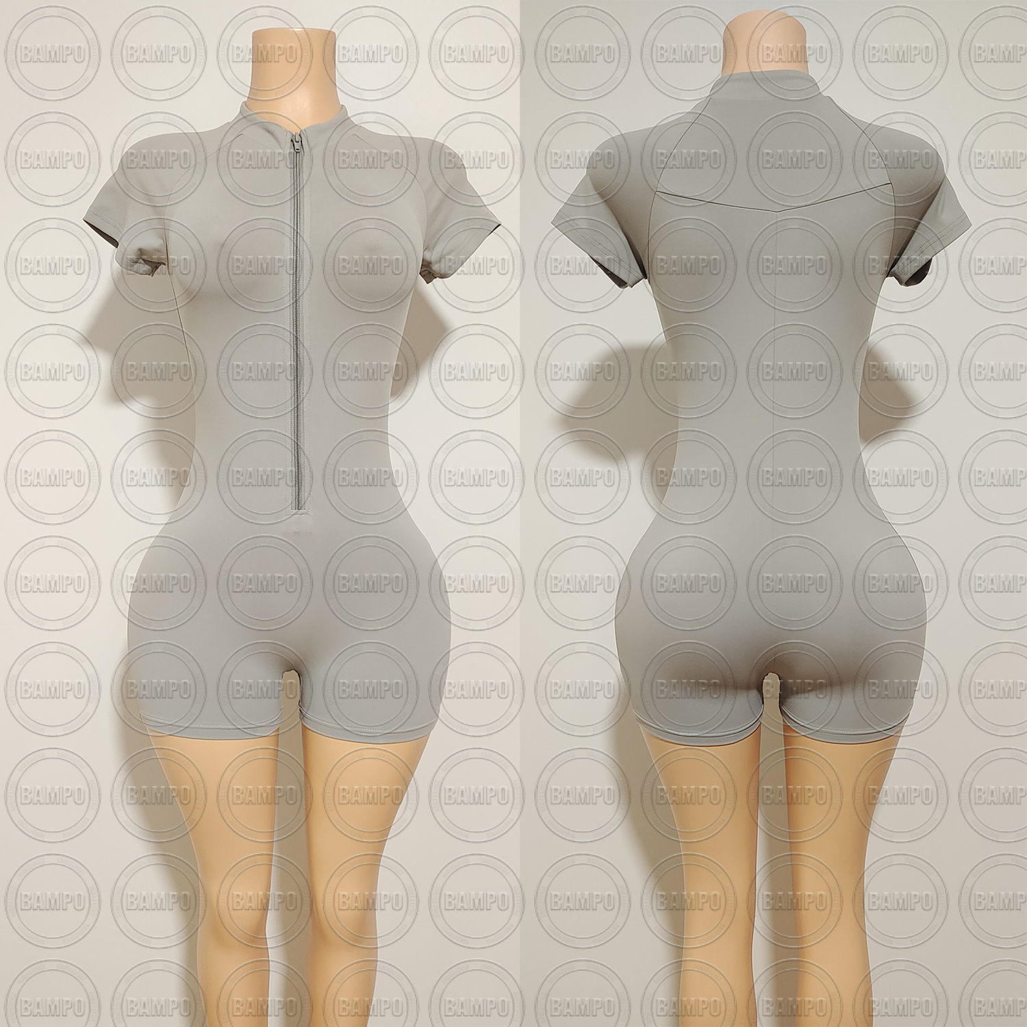 Summer Jumpsuit Women Custom Casual Workout Spandex Bodycon Onesie Zip up One Piece Yoga Gym Fitted Bodysuit Rompers for Women