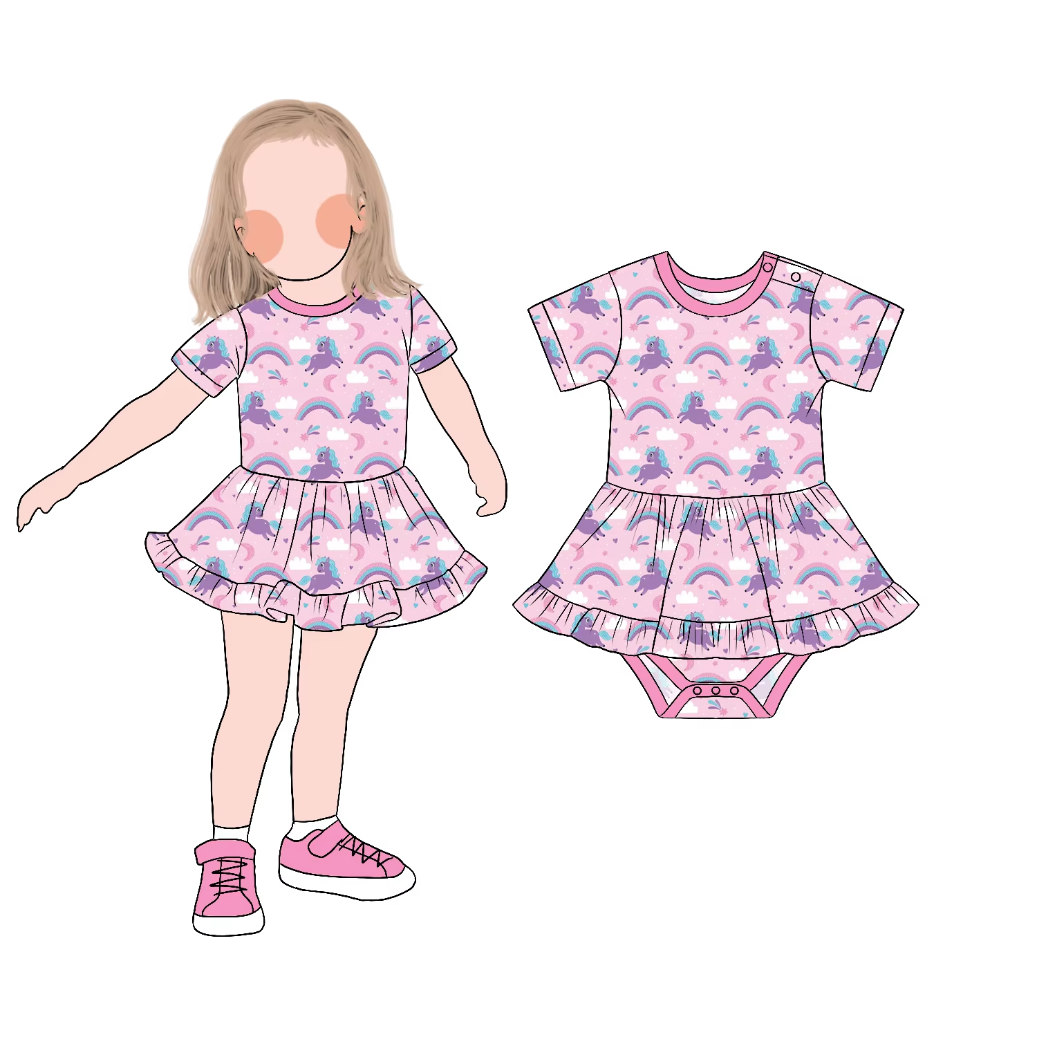 Latest New Design Trendy Skirted Romper Summer Sleeveless Ruffle Skirt Twirl Romper with Snaps Design Little Girl Clothing