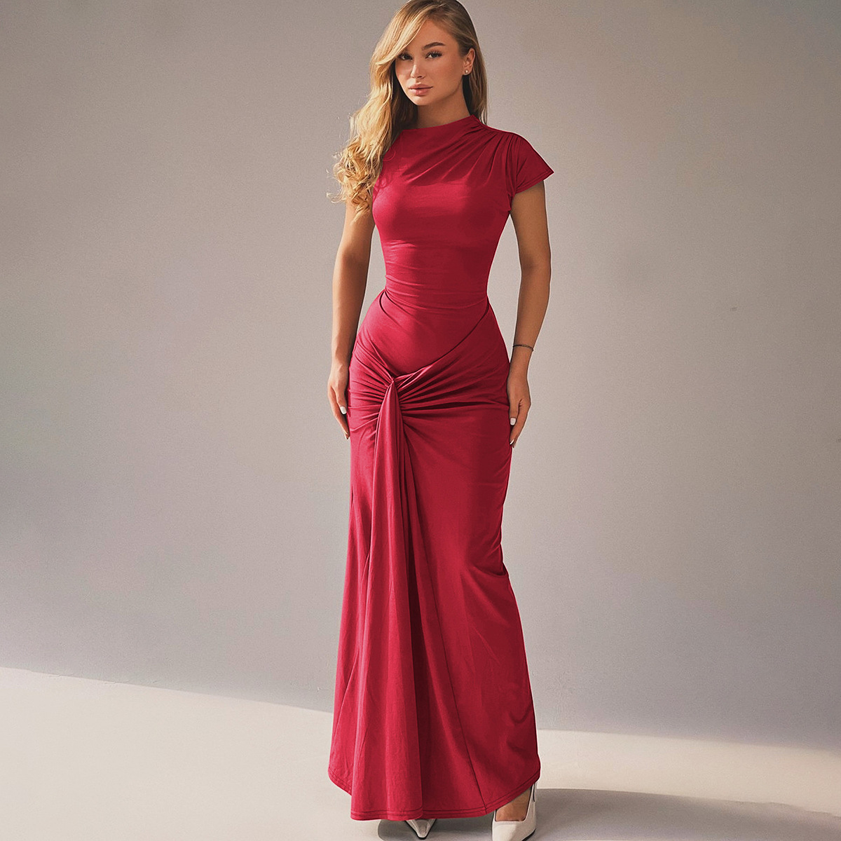 Hot Selling Women's Maxi Dress Fashion Elegant Short Sleeve Dress Slim Dress for Woman