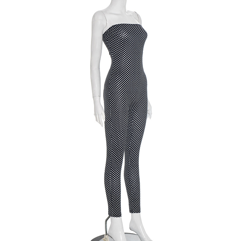 Women's Sexy Sleeveless Jumpsuits New Polka Dot Strapless Printed Slimming Jumpsuits Women Romper