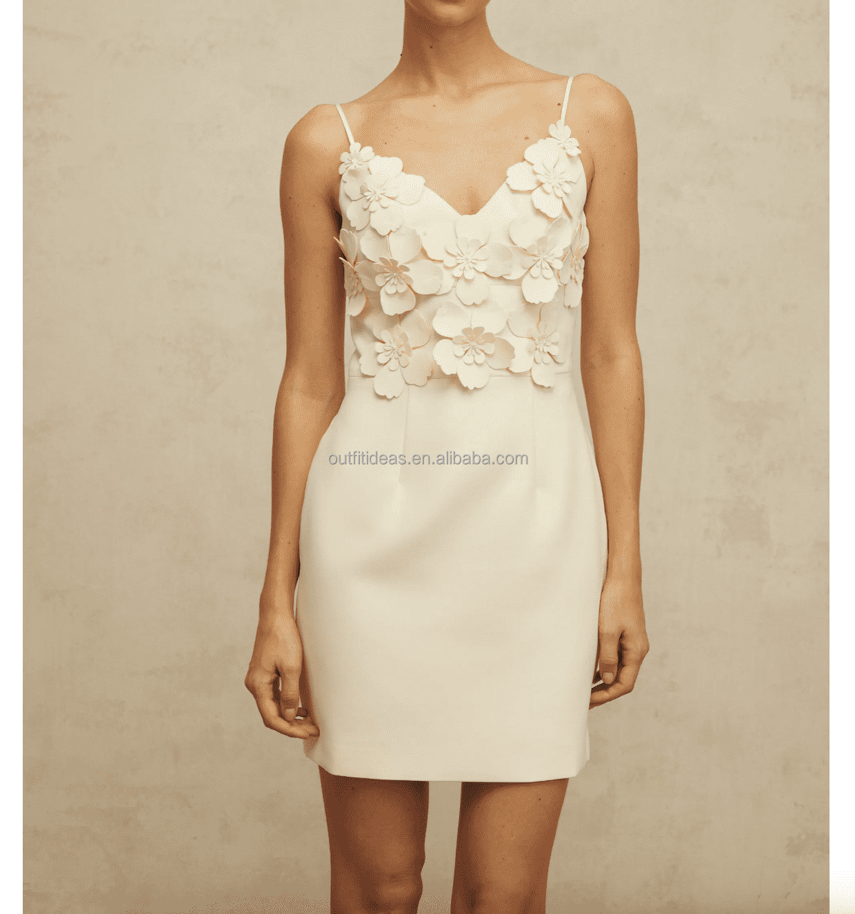 3D Petal Detailing Spaghetti Straps Sleeveless Luxury Floral Dress 3D Floral-appliqu&eacute; Minidress Cocktail Dress Party Dresses