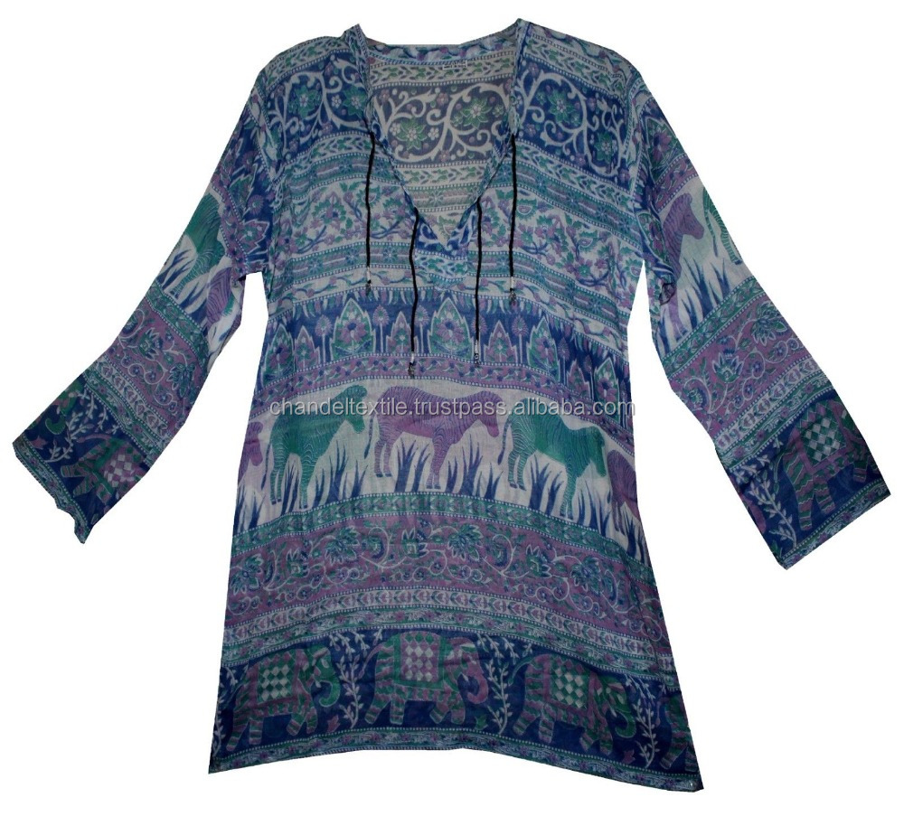 Indian Shirt Us Blouse Long Sleeve Women Tops Ladies Casual Kurti Tunic Floral Animals Bollywood Cotton Blouse Tunic Top Kurtis