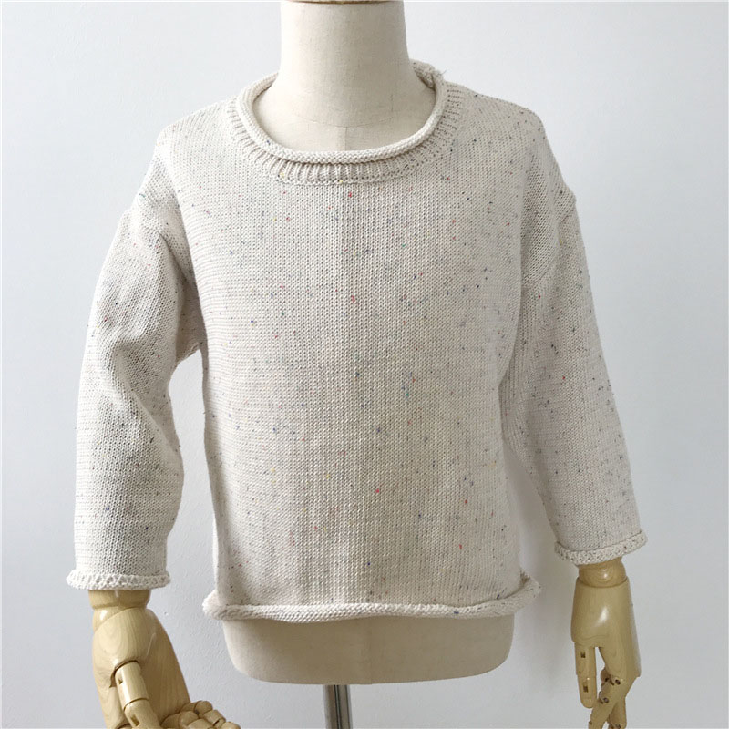 Wholesale Custom Logo Different Colors Solid Organic Cotton Knit Jersey Baby Toddler Monogram 7GG Embroidery Roll Neck Sweater