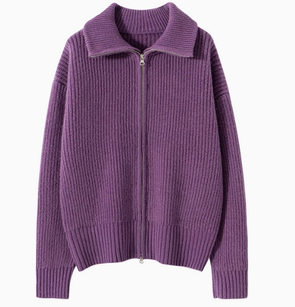 Wool Female Warm Lightweight Fitting Knitted Wool Cardigan