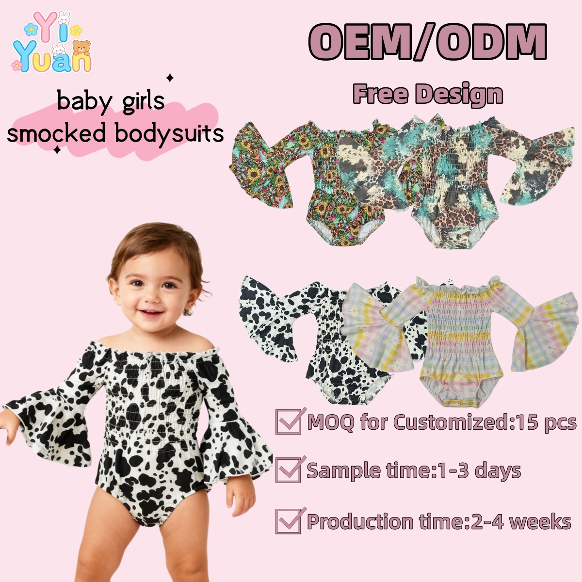 Custom Newborn Baby Girl Bodysuit Long Bell Sleeve Frill Romper One-piece Jumpsuit off Shoulder Infants Fall Bubble Romper