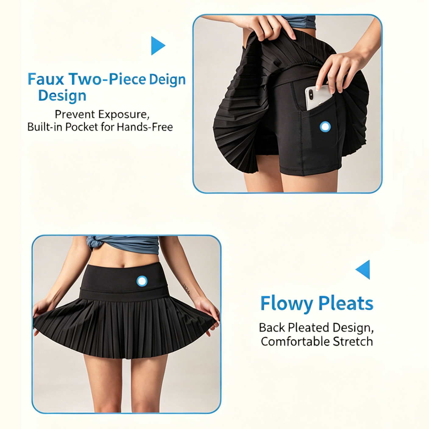 Women High Waisted Pleated Tennis Skort Quick Dry Athletic Sports Skort With Pockets