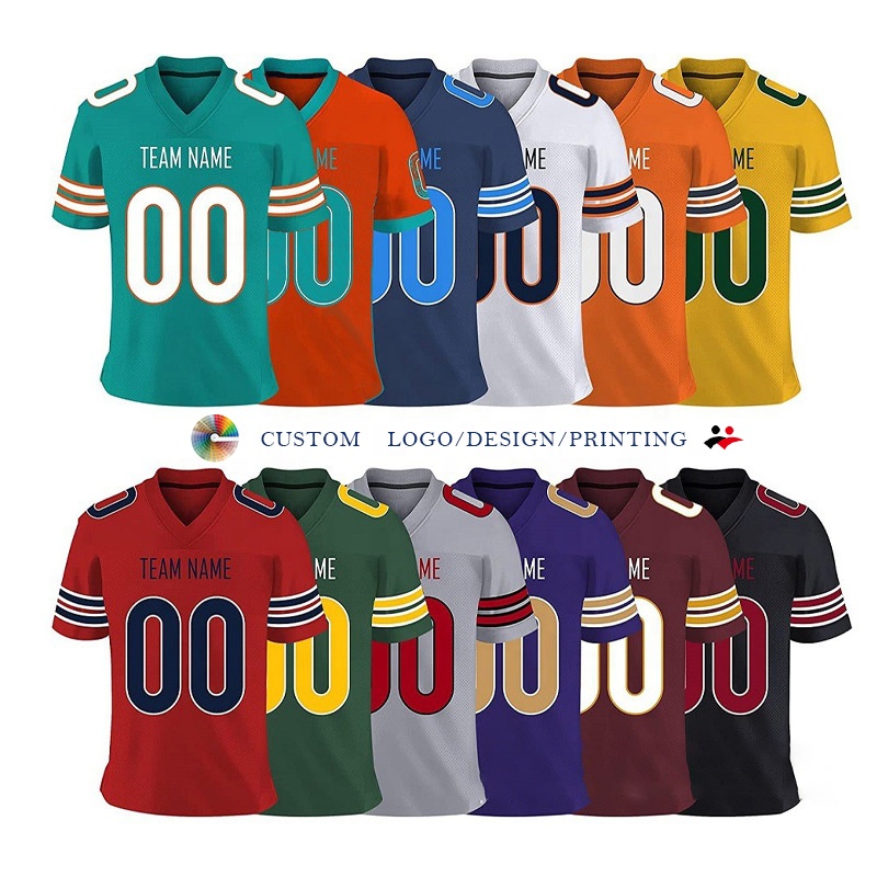 Factory Wholesale Men's American Football Jerseys Custom Stitched Patch Embroidery Short Sleeve Shirts and Shorts