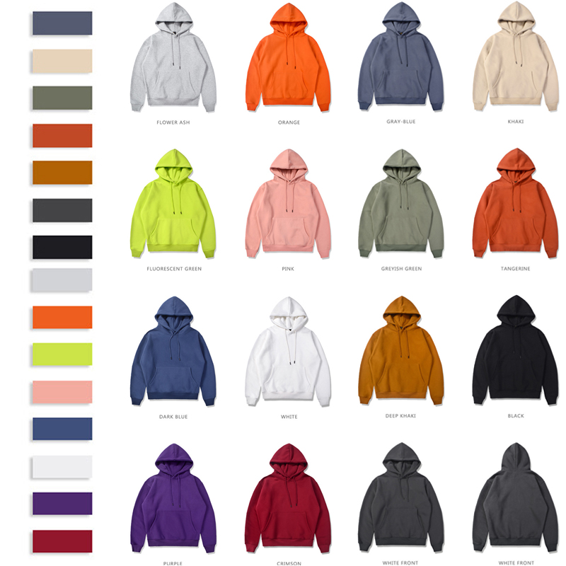 Custom Logo Embroidered Heavyweight Pullover Hoodie 100% Cotton Oversized Men's Streetwear Sweatshirt