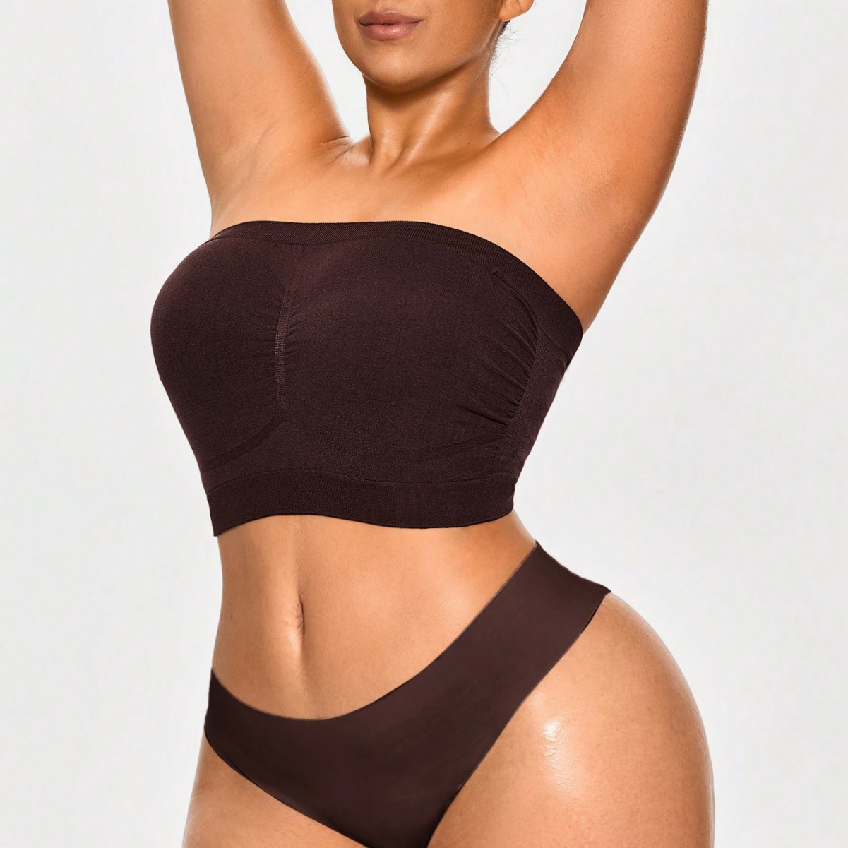 Plus-size Double-layered Strapless Bandeau for Women, Invisible Bralette