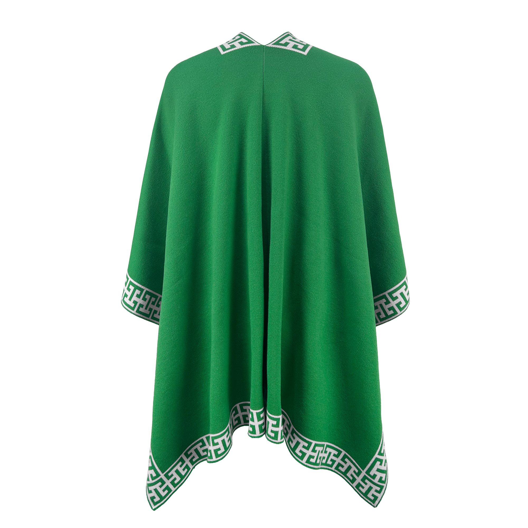 Custom Women's Open Front Casual Winter Cardigan Poncho Color Block Shawl Wrap Cape With Knitted Weave for Sorority Clothing
