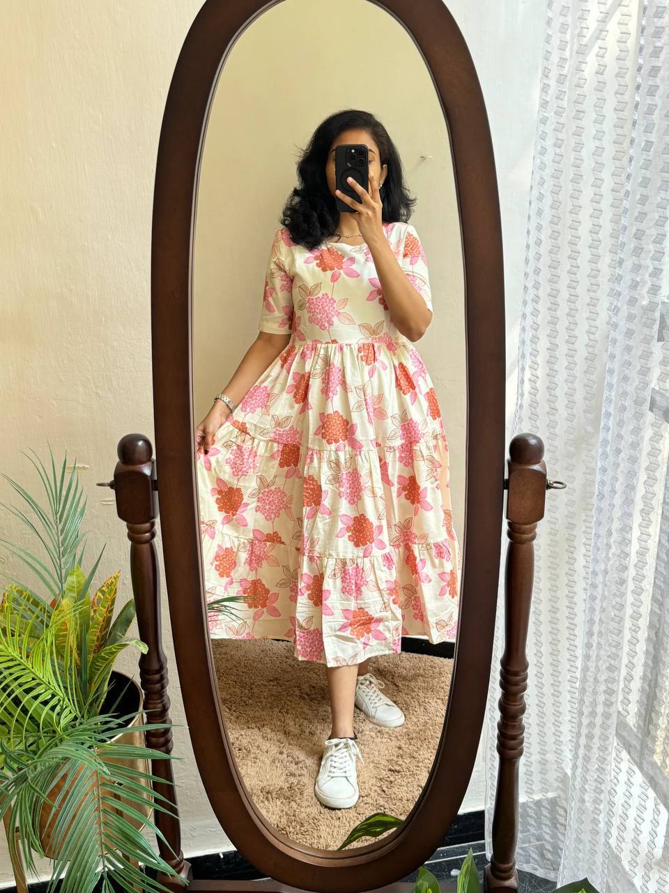 A Perfect Summer Cotton Maxi Dress With Floral Print
