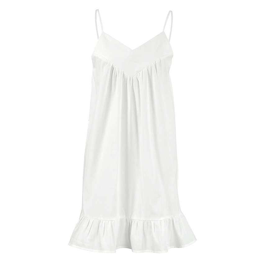 SMOOTH OEM ODM Womens Pure Cotton Backless Camisole Nightgown Ruffle Mini Sleepwear Loungewear Homewear