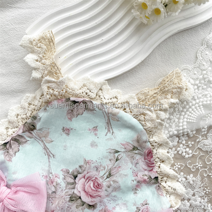 Floral Cotton Romper Detail 3