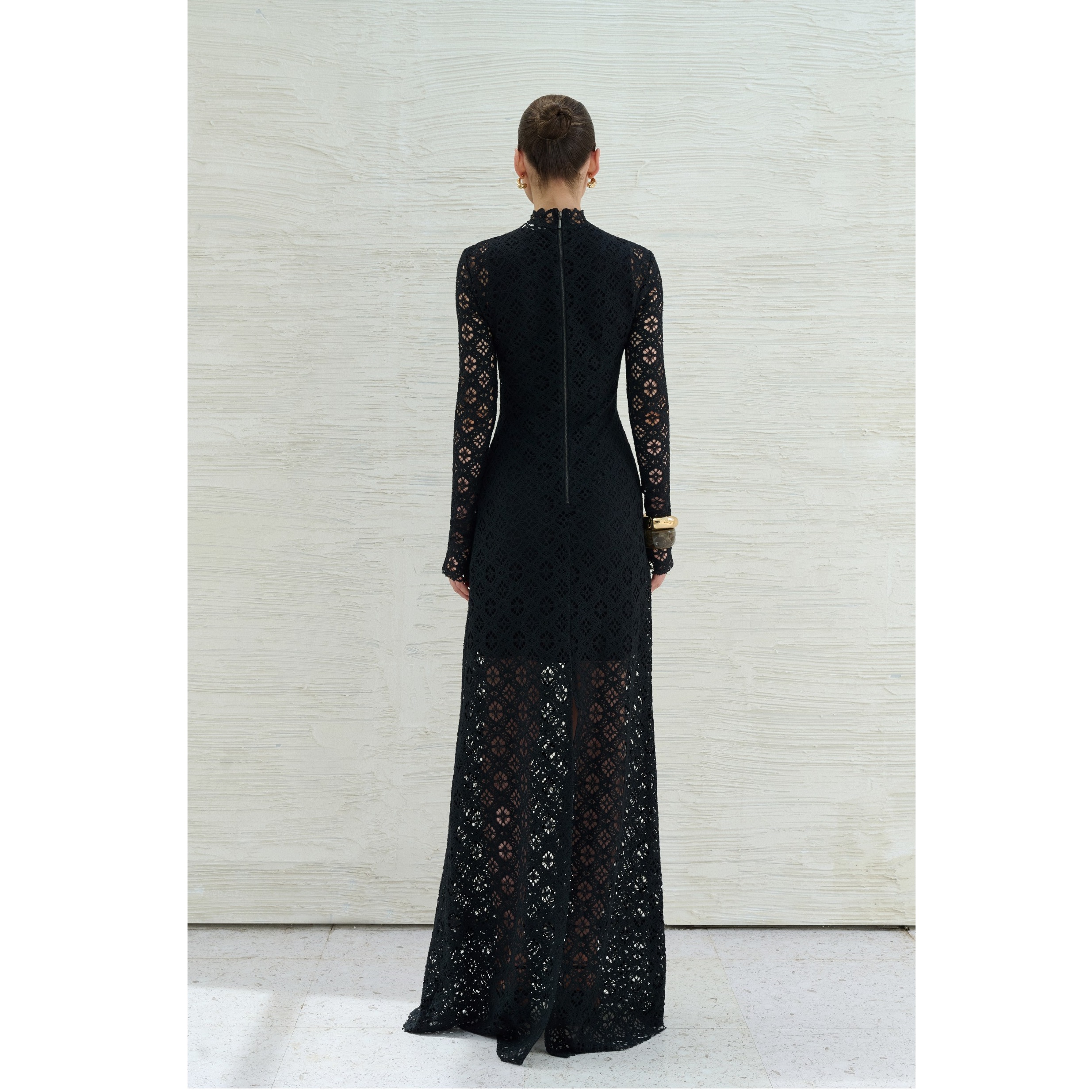 Hot Selling Maxi ODM Dresses Women Casual BINNAT EMB LACE LONG DRESS IVORY A-Line Regular Anti-Wrinkle Breathable Elegant Dress